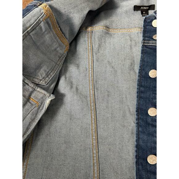J.Crew Classic Denim Jacket in Medium/Dark Wash Lightning Bolt Design Size XS - Picture 10 of 13